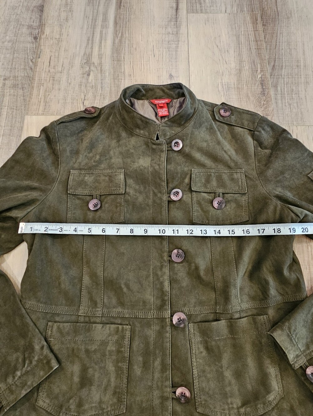 Sundance Suede Leather Jacket Women’s 12 Olive Green Military Utility NWOT - Picture 8 of 9